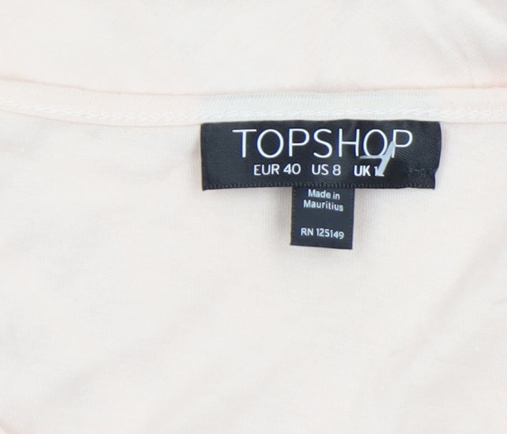Womens UK Size 12 Topshop Beige Cropped Blouse