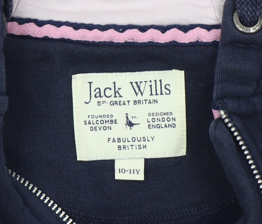 Girls UK Size 10-11 Years Jack Wills Blue Full Zip Hoodie