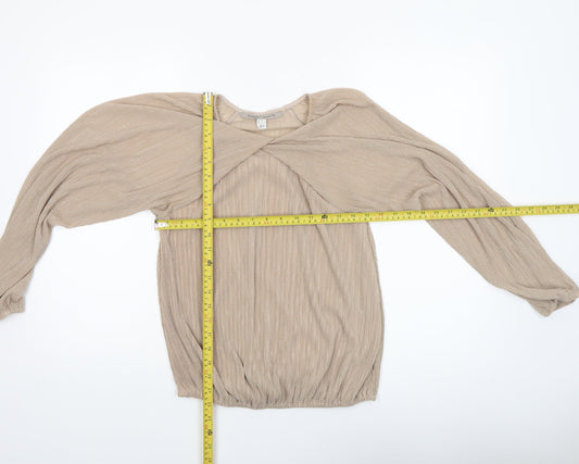 Womens UK Size 10 River Island Beige Wrap Blouse