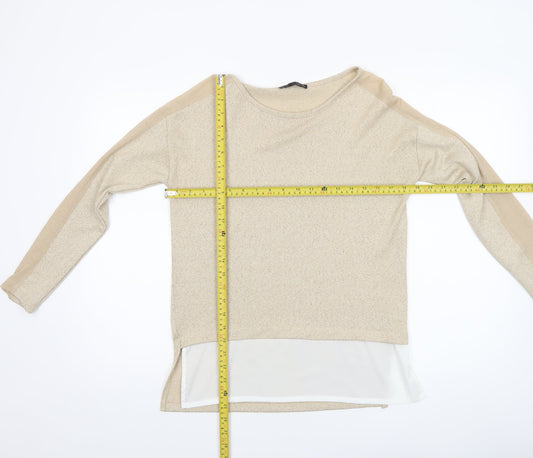 Womens UK Size S Zara Beige Tunic Blouse
