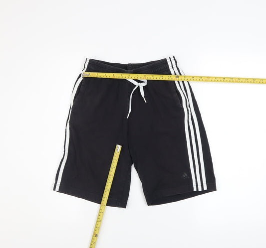 adidas Boys Black 13-14 Years Athletic Cotton Drawstring Sports Shorts
