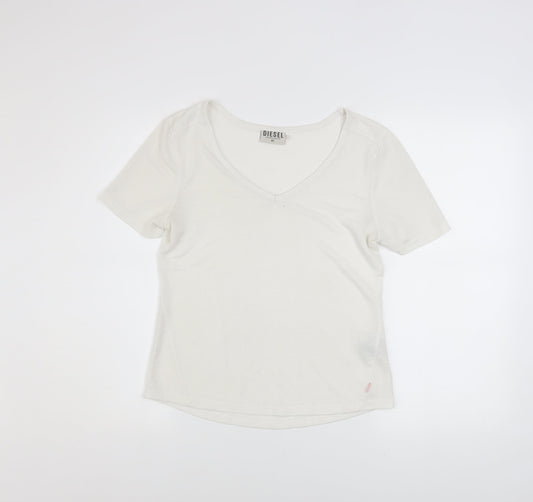 Womens UK Size XS Diesel Ivory Basic T-Shirt