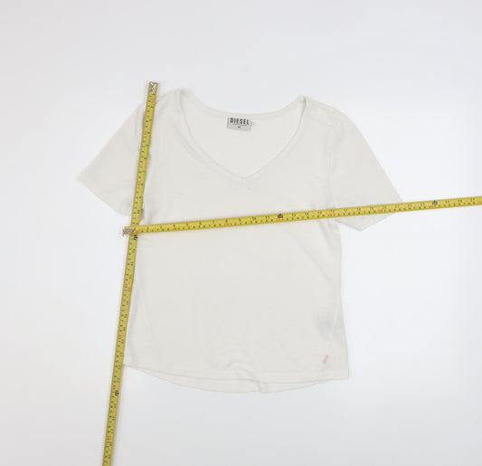 Womens UK Size XS Diesel Ivory Basic T-Shirt