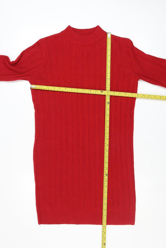 Tu Women’s Red Knit Jumper Dress Size 10 High Neck Winter Style
