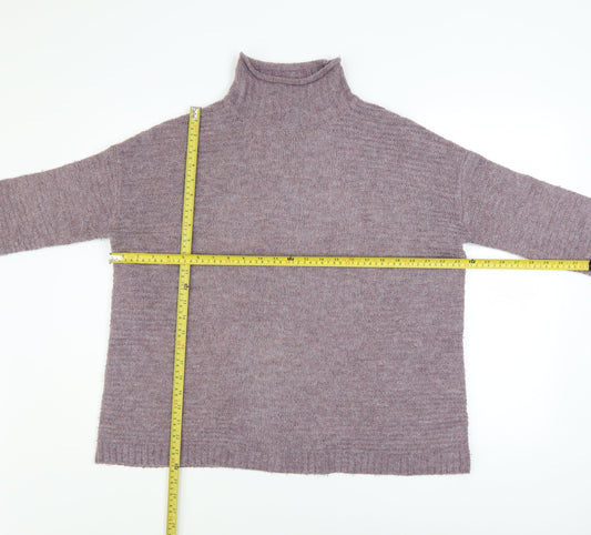 Tu Women’s Purple Mock Neck Relaxed Knit Jumper Size 12