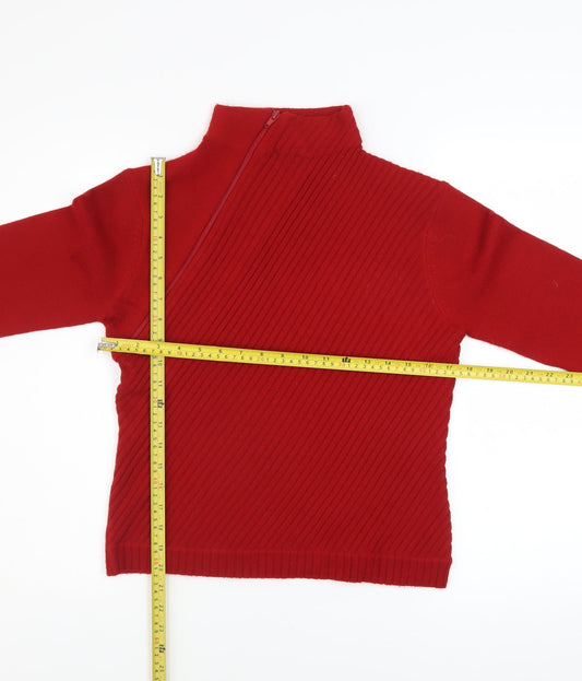 Womens UK Size M Liquid Red Full Zip Jumper