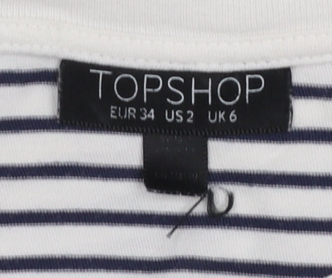 Womens UK Size 6 Topshop Blue Basic T-Shirt