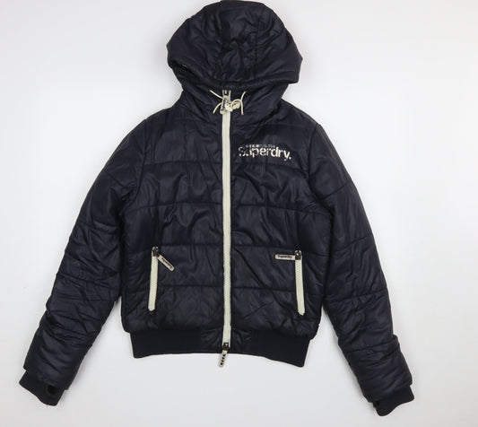 Womens UK Size M Superdry Blue Puffer Jacket