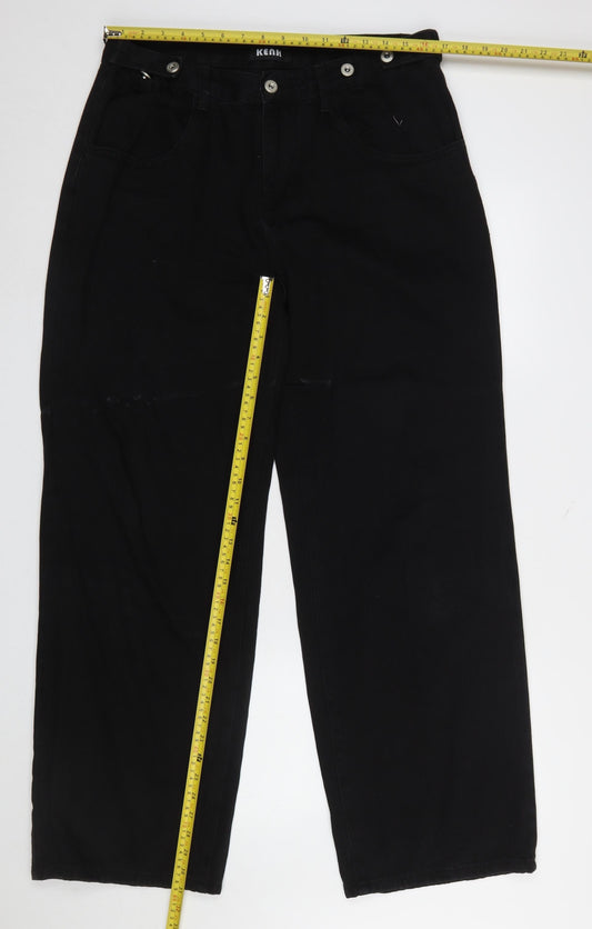 Womens UK Size XL Ken Studio Classic Fit Wide-Leg Black Jeans