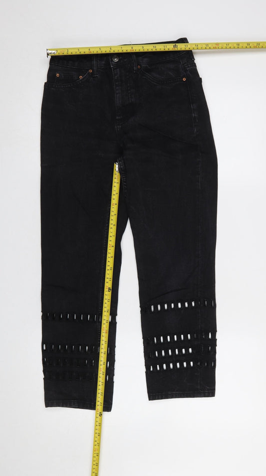 Womens UK Size 8 Topshop Regular Fit Cropped Black Jeans