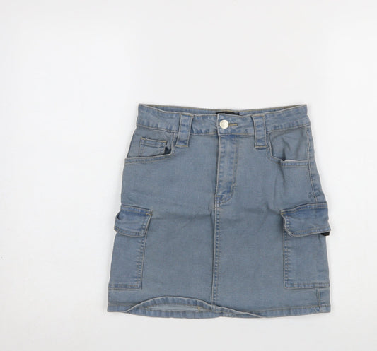 Womens UK Size 8 PRETTYLITTLETHING Cargo Denim Skirt