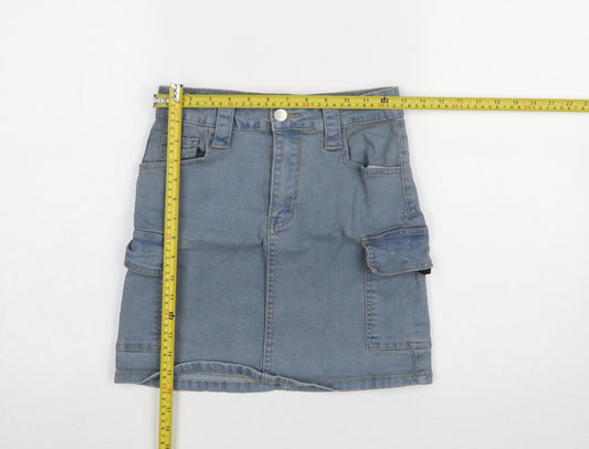 Womens UK Size 8 PRETTYLITTLETHING Cargo Denim Skirt