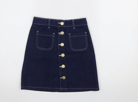 Womens UK Size 4 Miss Selfridge A-Line Denim Skirt