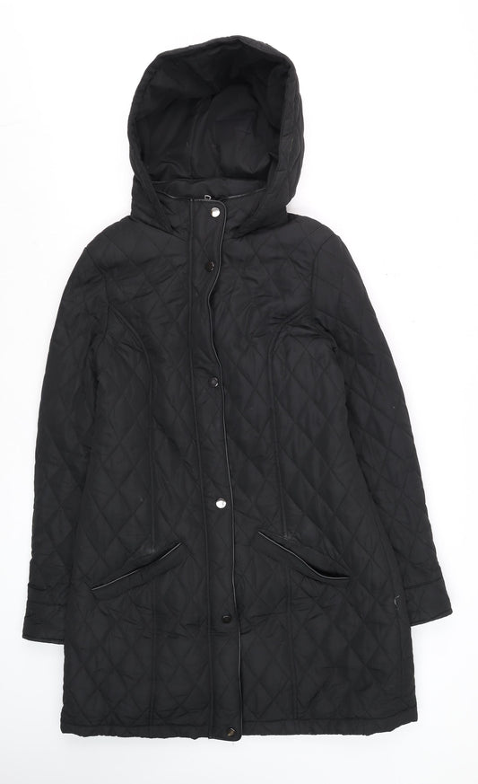 Womens UK Size 12 Very Black Quilted Coat