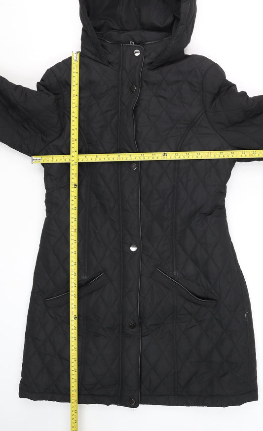 Womens UK Size 12 Very Black Quilted Coat