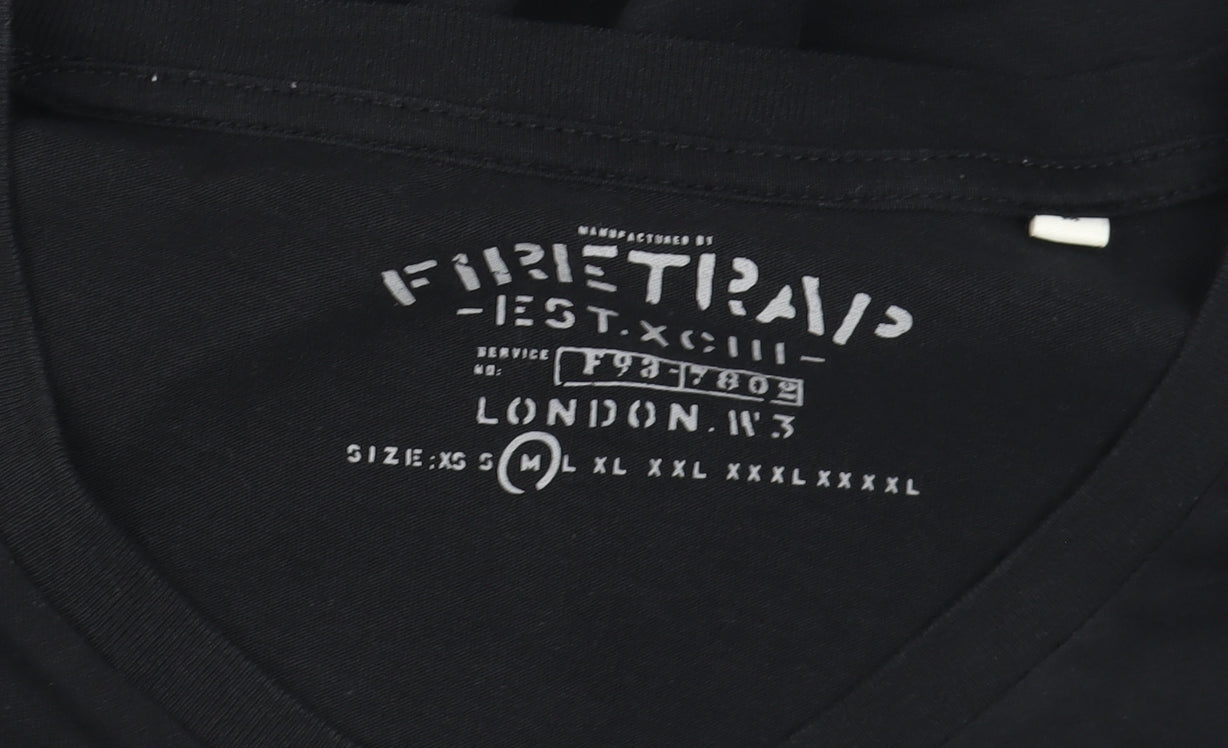 Mens UK Size M Firetrap Black T-Shirt