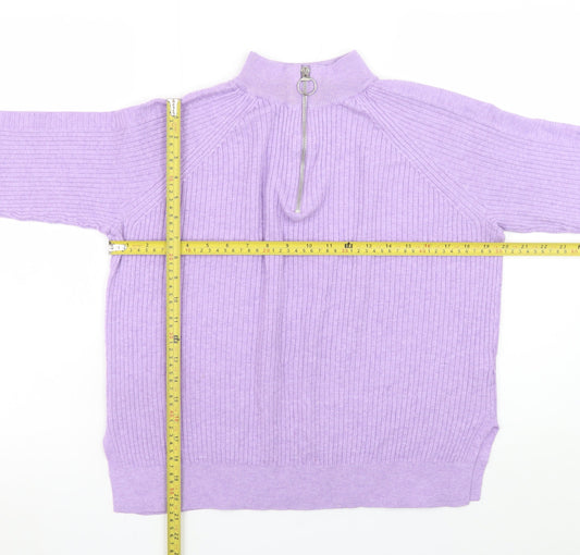 Womens UK Size M Marks and Spencer Purple Half Zip Jumper