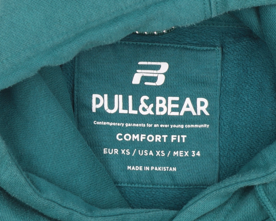 Womens UK Size XS Pull & Bear Green Pullover Hoodie
