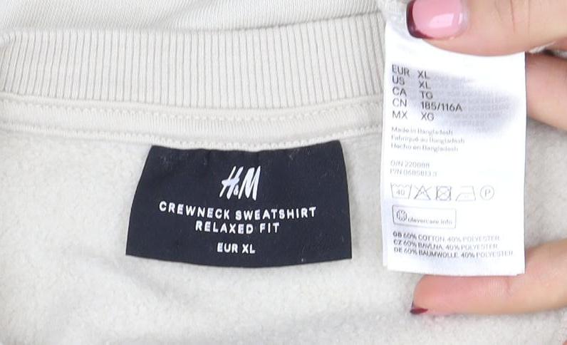Mens UK Size XL H&M Beige Pullover Sweatshirt