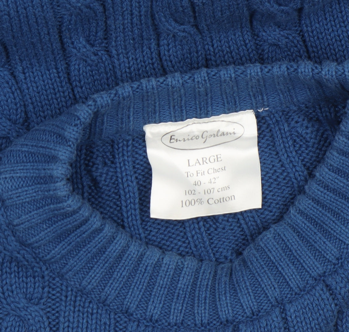 Mens UK Size L Enrico Gorlan Blue Pullover Jumper
