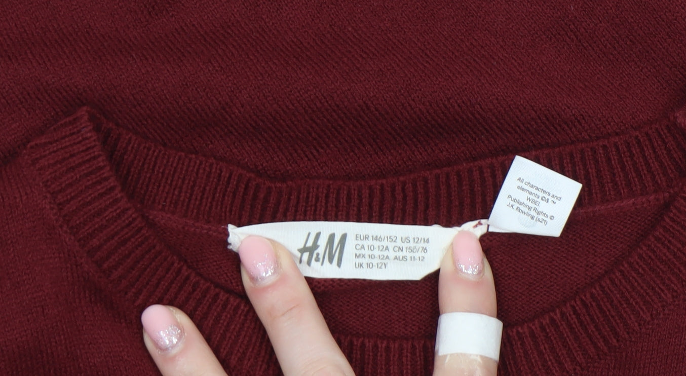 Girls UK Size 10-12 Years H&M Red Pullover Jumper