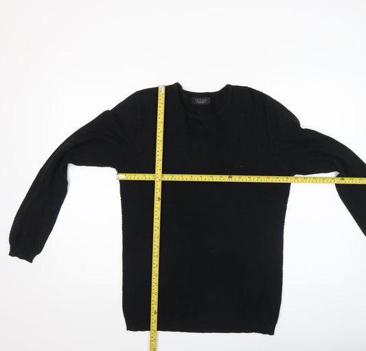 Zara Man Black Cotton Blend Men's S Crew Neck Knit Jumper