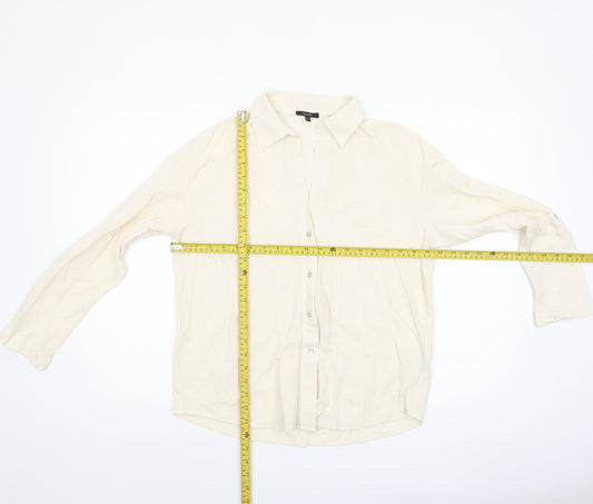 Womens UK Size S Massimo Dutti Ivory Basic Button-Up