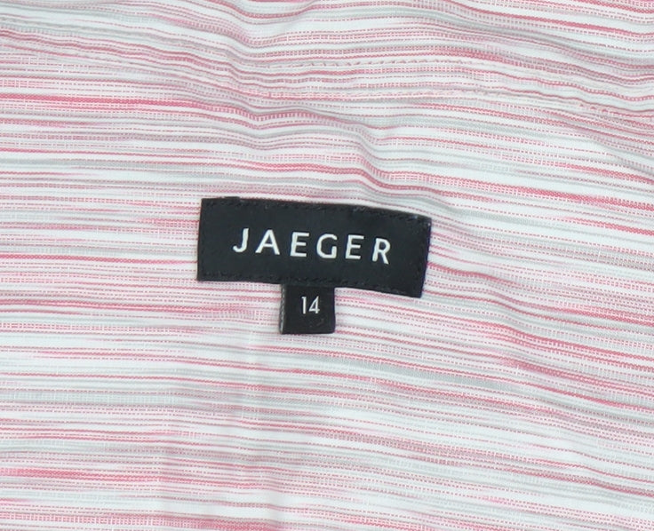 Womens UK Size 14 Jaeger Pink Basic Button-Up