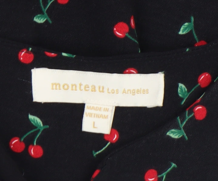 Womens UK Size L Monteau Los Angeles Black Tunic Blouse