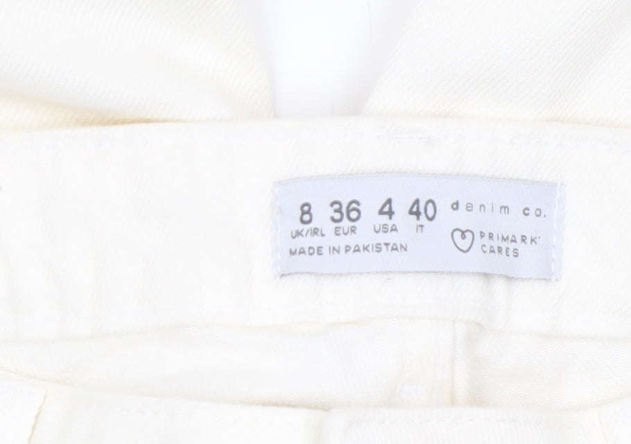 Primark Women White Slim Straight Denim Jeans Size 8