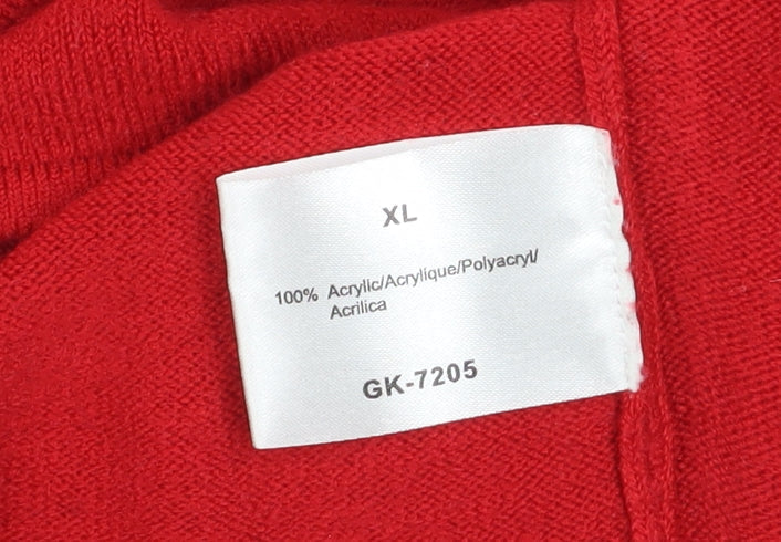 Womens UK Size XL Ann McCartney Red Henley Jumper