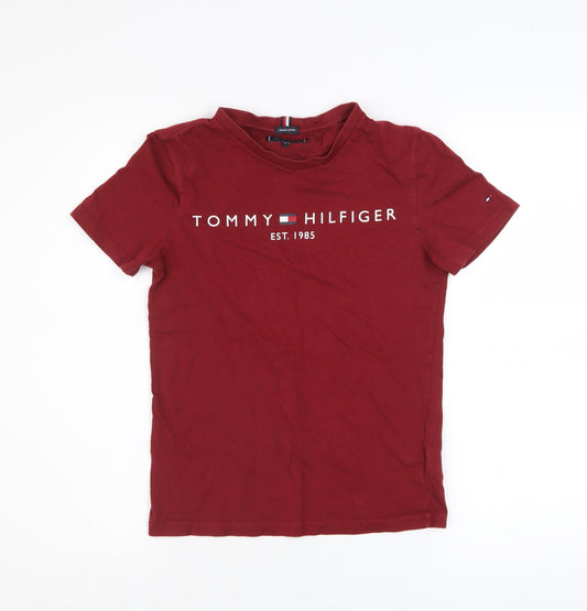 Boys UK Size 152 Tommy Hilfiger Red Basic T-Shirt