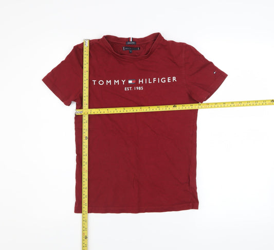 Boys UK Size 152 Tommy Hilfiger Red Basic T-Shirt