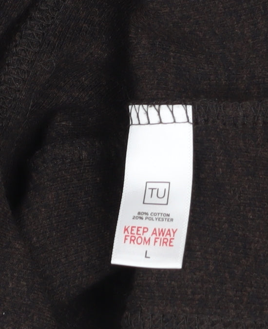 TU Men's Brown 1/4 Zip Fleece Sweatshirt Size L