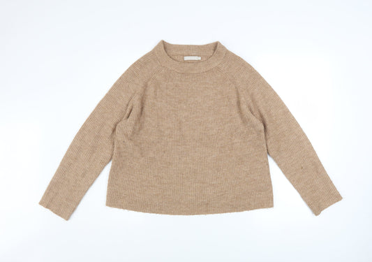 Womens UK Size M Pieces Beige Pullover Jumper