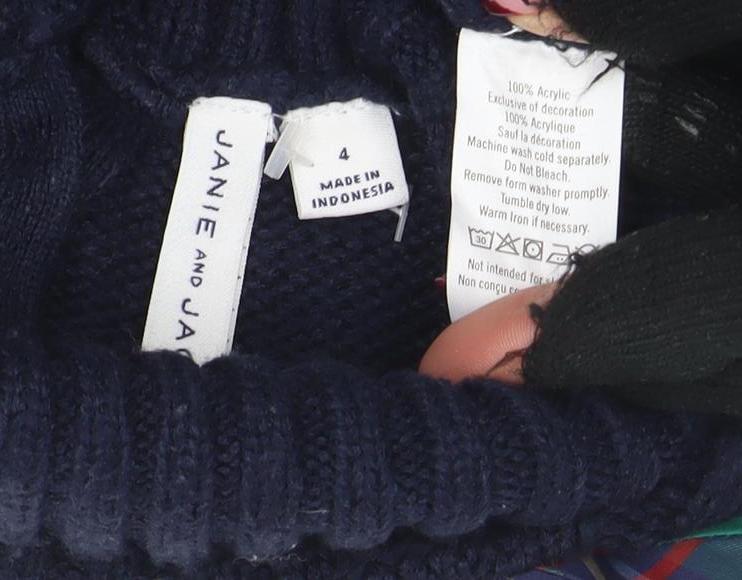 Girls UK Size 4 Years Janie and Jack Blue Henley Jumper