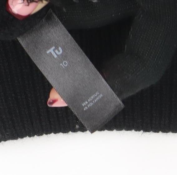 Tu Womens Black Wool Blend Mock Neck Long Sleeve Jumper Size 10