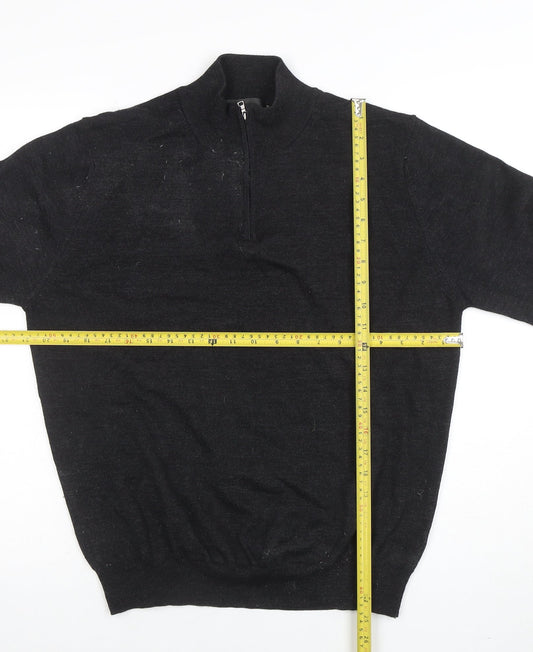 Mens UK Size L Marks and Spencer Black Full Zip Jumper
