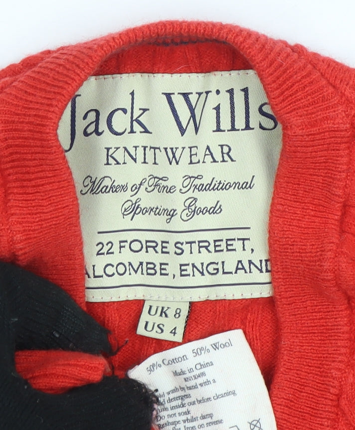 Womens UK Size 8 Jack Wills Red Pullover Jumper