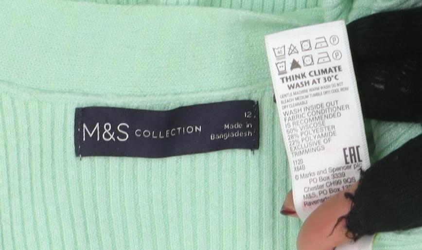 Womens UK Size 12 Marks and Spencer Green Pullover Jumper