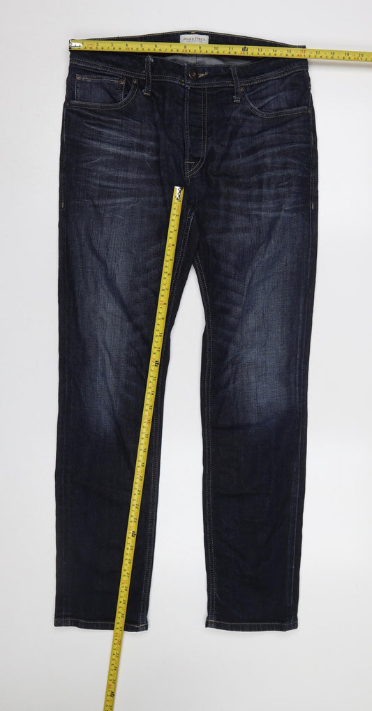 Mens UK Size M JACK & JONES Regular Fit Straight Blue Jeans