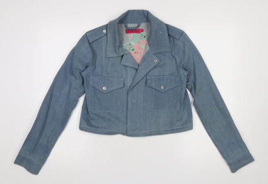 Womens UK Size 8 Boohoo Blue Biker Coat