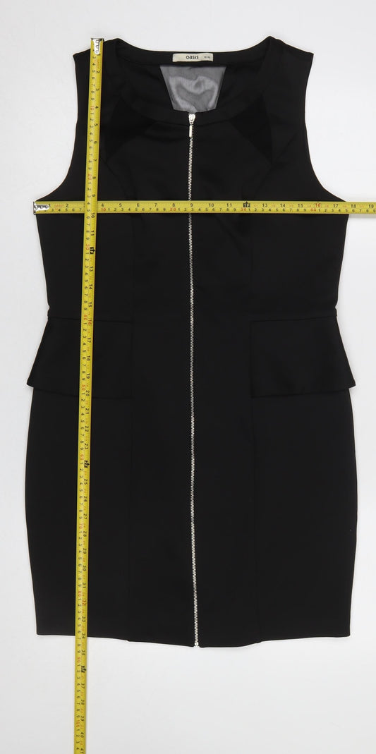 Oasis Women’s Black Size 16 Sleeveless Peplum Zip Pencil Dress