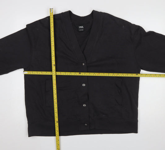 Womens UK Size M Zara Black Cardigan Sweatshirt