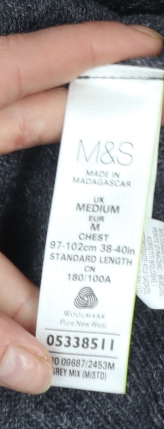 Mens UK Size M Marks and Spencer Grey 1/2 Zip Jumper