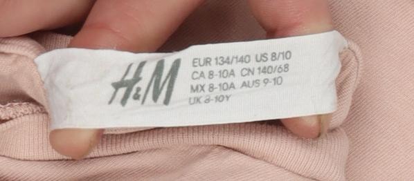 Girls UK Size 8-10 Years H&M Pink Basic T-Shirt