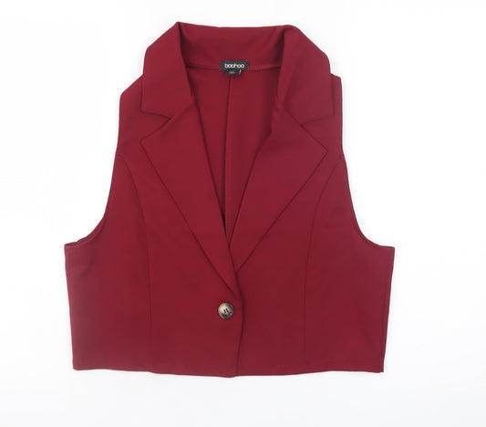 Boohoo Women's Red Suit Waistcoat UK 10 Tailored Sleeveless