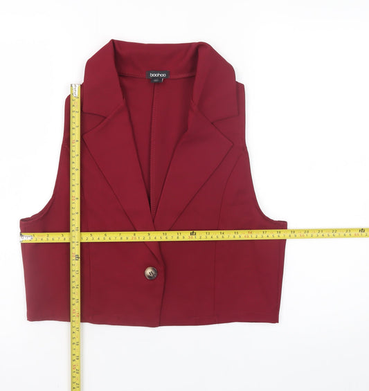 Boohoo Women's Red Suit Waistcoat UK 10 Tailored Sleeveless
