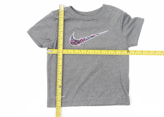 Nike Girls Grey Dri-FIT Short Sleeve Active T-Shirt 2-3 Years