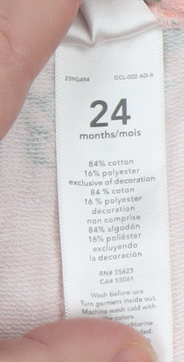 Additional view of Carter's girls’ pink floral ankle leggings 24 months cotton blend